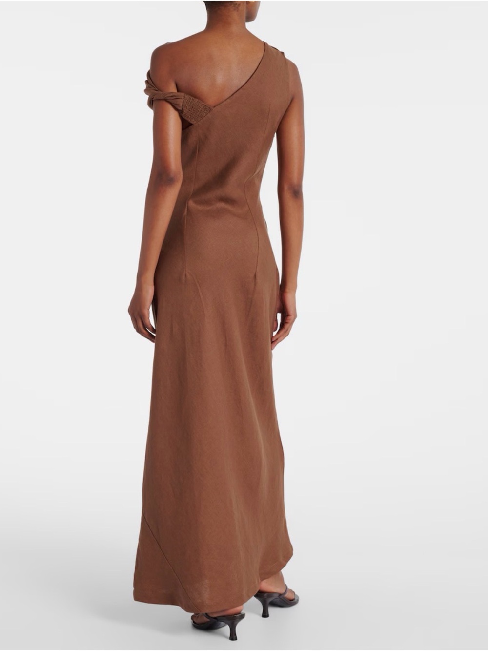 Faithfull the Brand One-Shoulder Brown Maxi Dress - Picture 3 of 7